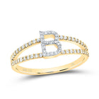 14K Yellow Gold Diamond Gift Initial "B" Women's Ring 1/5 Cttw - Splendid Jewellery