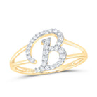 14K Yellow Gold Diamond Gift Initial "B" Women's Ring 1/5 Cttw - Splendid Jewellery