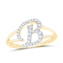 Load image into Gallery viewer, 14K Yellow Gold Diamond Gift Initial "B" Women's Ring 1/5 Cttw - Splendid Jewellery