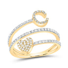 14K Yellow Gold Diamond Gift Initial "C" Heart Women's Ring 3/8 Cttw - Splendid Jewellery