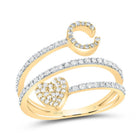14K Yellow Gold Diamond Gift Initial "C" Heart Women's Ring 3/8 Cttw - Splendid Jewellery