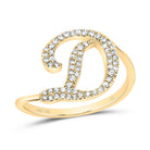 14K Yellow Gold Diamond Gift Initial "D" Ring 1/5 Cttw - Splendid Jewellery
