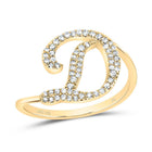 14K Yellow Gold Diamond Gift Initial "D" Ring 1/5 Cttw - Splendid Jewellery