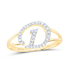 14K Yellow Gold Diamond Gift Initial "D" Women's Ring 1/6 Cttw - Splendid Jewellery