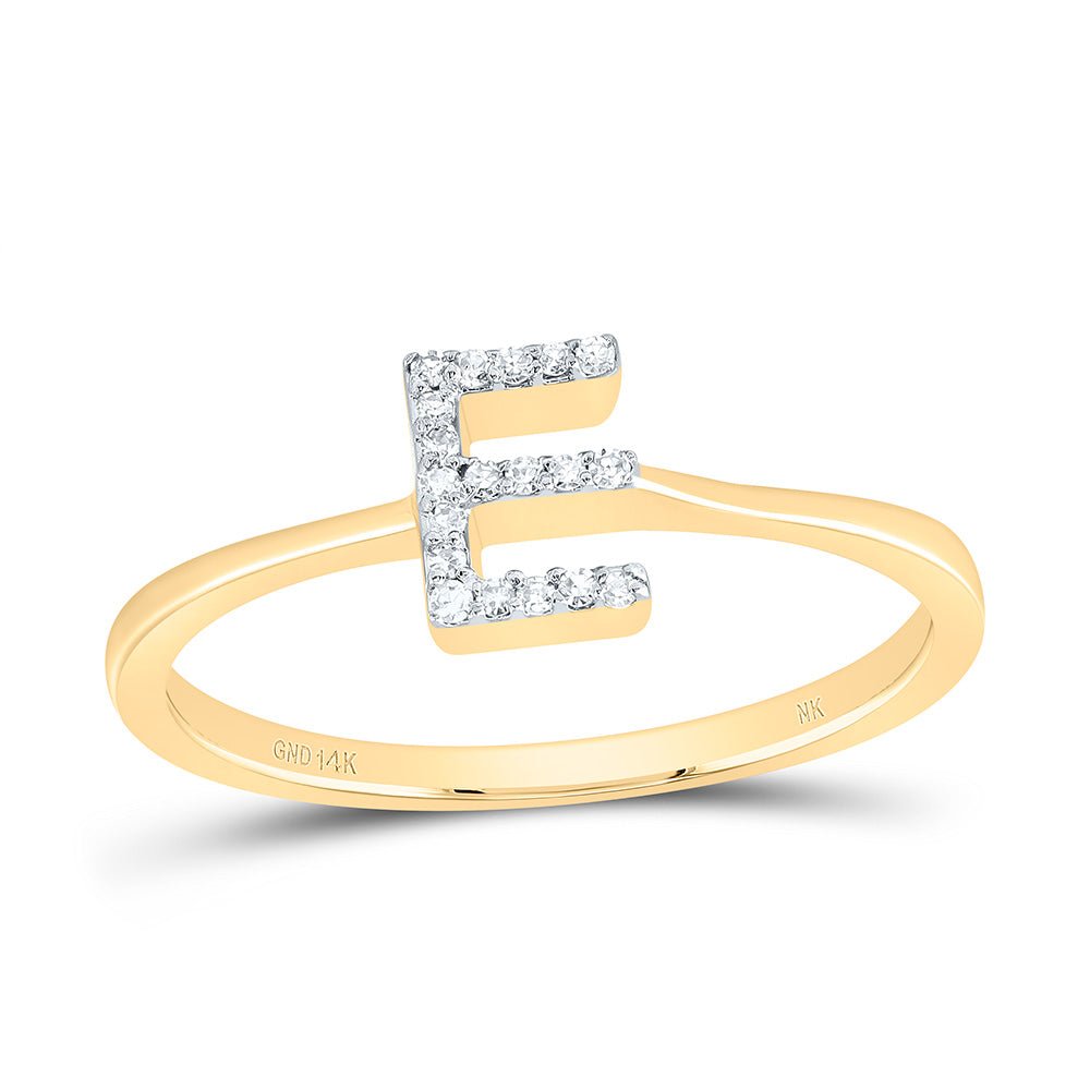 14K Yellow Gold Diamond Gift Initial "E" Ring 1/20 Cttw - Splendid Jewellery