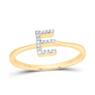 14K Yellow Gold Diamond Gift Initial "E" Ring 1/20 Cttw - Splendid Jewellery