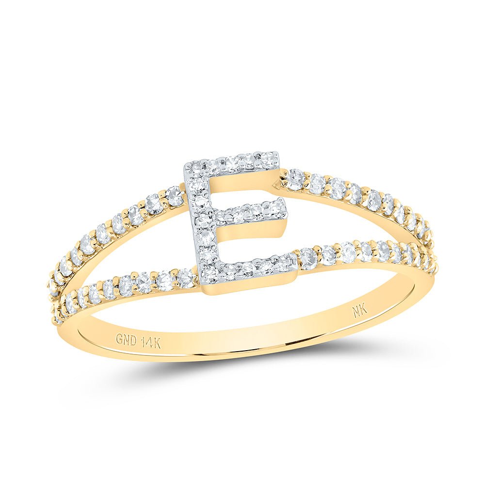 14K Yellow Gold Diamond Gift Initial "E" Women's Ring 1/4 Cttw - Splendid Jewellery