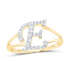 14K Yellow Gold Diamond Gift Initial "E" Women's Ring 1/5 Cttw - Splendid Jewellery