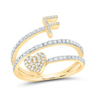 14K Yellow Gold Diamond Gift Initial "F" Heart Women's Ring 3/8 Cttw - Splendid Jewellery