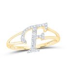 14K Yellow Gold Diamond Gift Initial "F" Women's Ring 1/6 Cttw - Splendid Jewellery