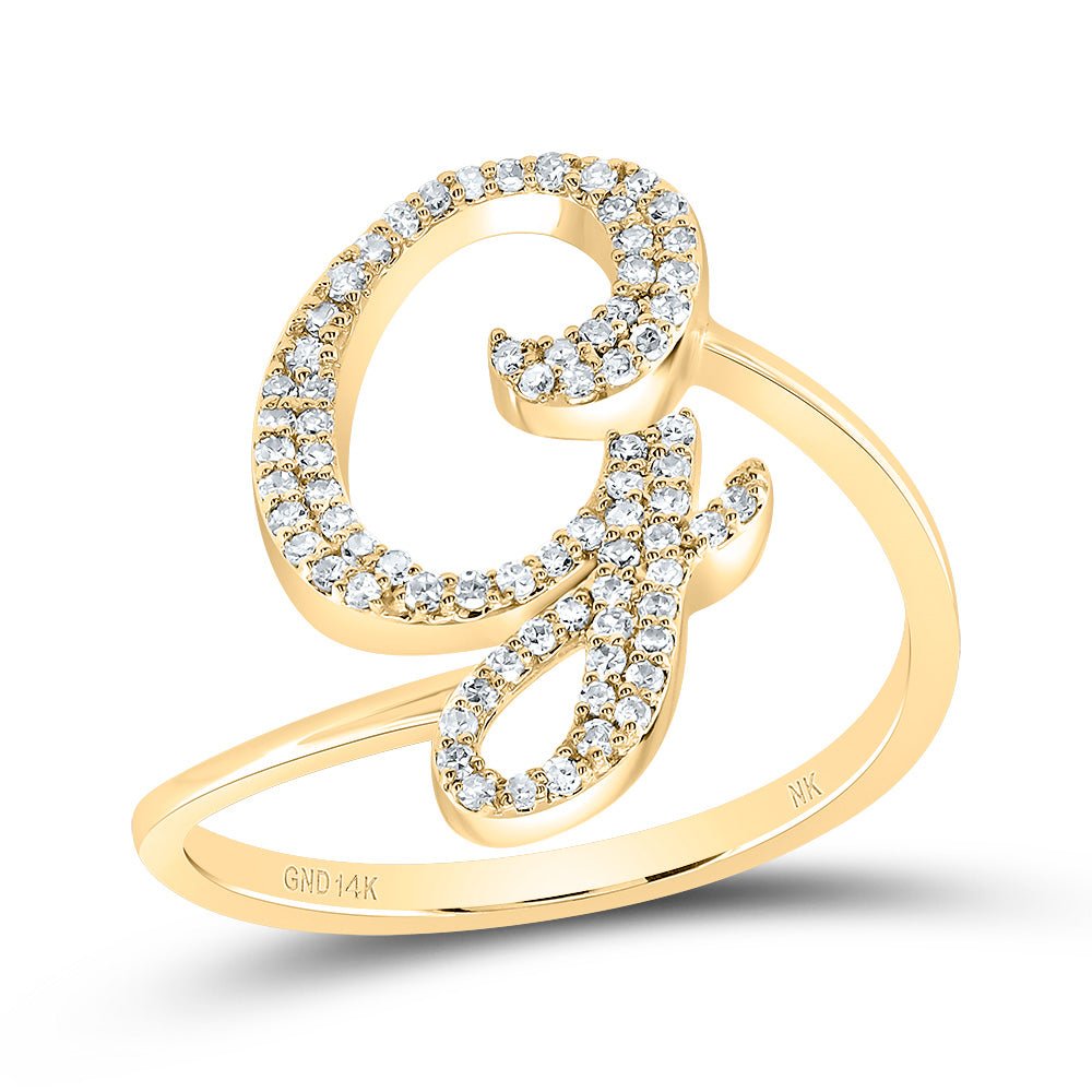 14K Yellow Gold Diamond Gift Initial "G" Ring 1/4 Cttw - Splendid Jewellery
