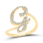 14K Yellow Gold Diamond Gift Initial "G" Ring 1/4 Cttw - Splendid Jewellery