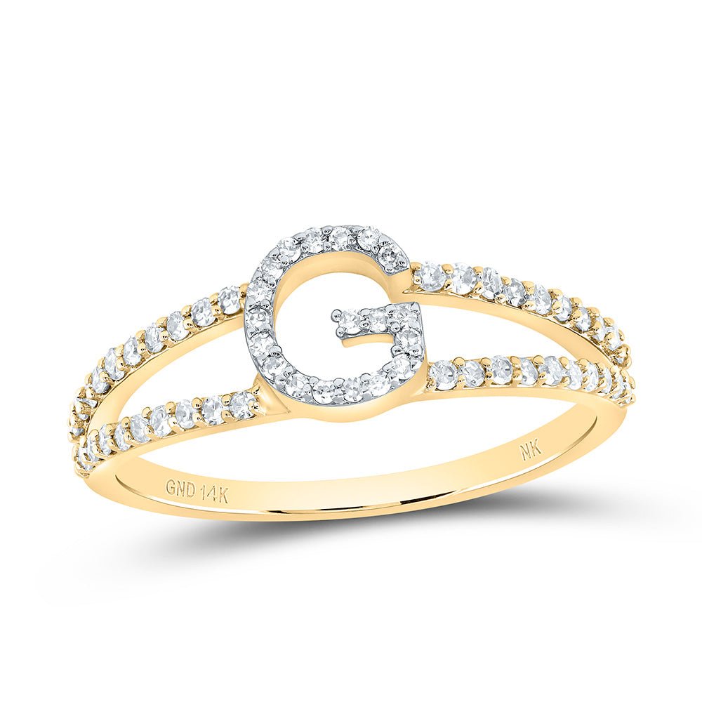 14K Yellow Gold Diamond Gift Initial "G" Women's Ring 1/4 Cttw - Splendid Jewellery
