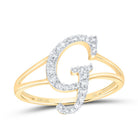 14K Yellow Gold Diamond Gift Initial "G" Women's Ring 1/5 Cttw - Splendid Jewellery