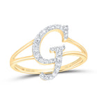 14K Yellow Gold Diamond Gift Initial "G" Women's Ring 1/5 Cttw - Splendid Jewellery