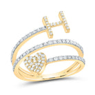 14K Yellow Gold Diamond Gift Initial "H" Heart Women's Ring 3/8 Cttw - Splendid Jewellery