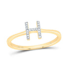 14K Yellow Gold Diamond Gift Initial "H" Ring 1/20 Cttw - Splendid Jewellery