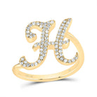 14K Yellow Gold Diamond Gift Initial "H" Ring 1/4 Cttw - Splendid Jewellery