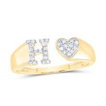 Load image into Gallery viewer, 14K Yellow Gold Diamond Gift Initial "H" Women's Heart Ring 1/8 Cttw - Splendid Jewellery