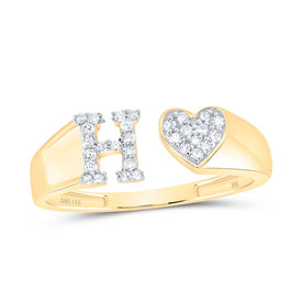 14K Yellow Gold Diamond Gift Initial 
