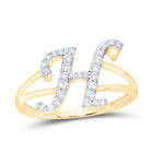 14K Yellow Gold Diamond Gift Initial "H" Women's Ring 1/4 Cttw - Splendid Jewellery