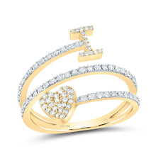 Load image into Gallery viewer, 14K Yellow Gold Diamond Gift Initial "I" Heart Women's Ring 3/8 Cttw - Splendid Jewellery