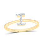 14K Yellow Gold Diamond Gift Initial "I" Ring 1/20 Cttw - Splendid Jewellery