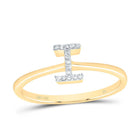 14K Yellow Gold Diamond Gift Initial "I" Ring 1/20 Cttw - Splendid Jewellery