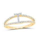 14K Yellow Gold Diamond Gift Initial "I" Women's Ring 1/4 Cttw - Splendid Jewellery