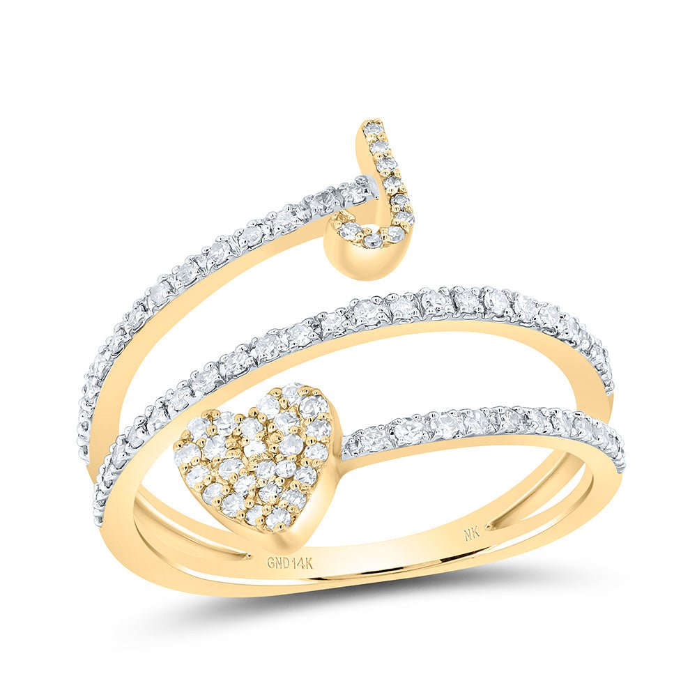 14K Yellow Gold Diamond Gift Initial "J" Heart Women's Ring 3/8 Cttw - Splendid Jewellery
