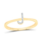 14K Yellow Gold Diamond Gift Initial "J" Ring 0.03 Cttw - Splendid Jewellery