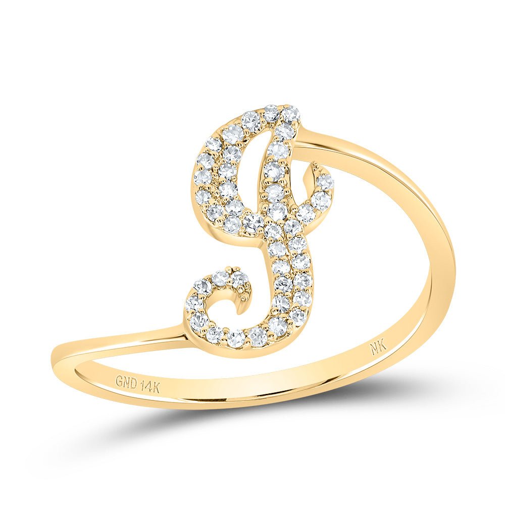 14K Yellow Gold Diamond Gift Initial "J" Ring 1/8 Cttw - Splendid Jewellery