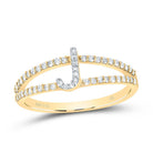 14K Yellow Gold Diamond Gift Initial "J" Women's Ring 1/4 Cttw - Splendid Jewellery