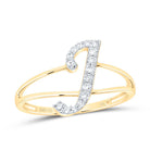 14K Yellow Gold Diamond Gift Initial "J" Women's Ring 1/8 Cttw - Splendid Jewellery