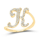 14K Yellow Gold Diamond Gift Initial "K" Ring 1/5 Cttw - Splendid Jewellery