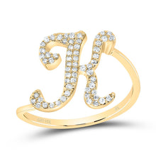 Load image into Gallery viewer, 14K Yellow Gold Diamond Gift Initial "K" Ring 1/5 Cttw - Splendid Jewellery