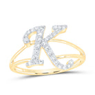 14K Yellow Gold Diamond Gift Initial "K" Women's Ring 1/4 Cttw - Splendid Jewellery