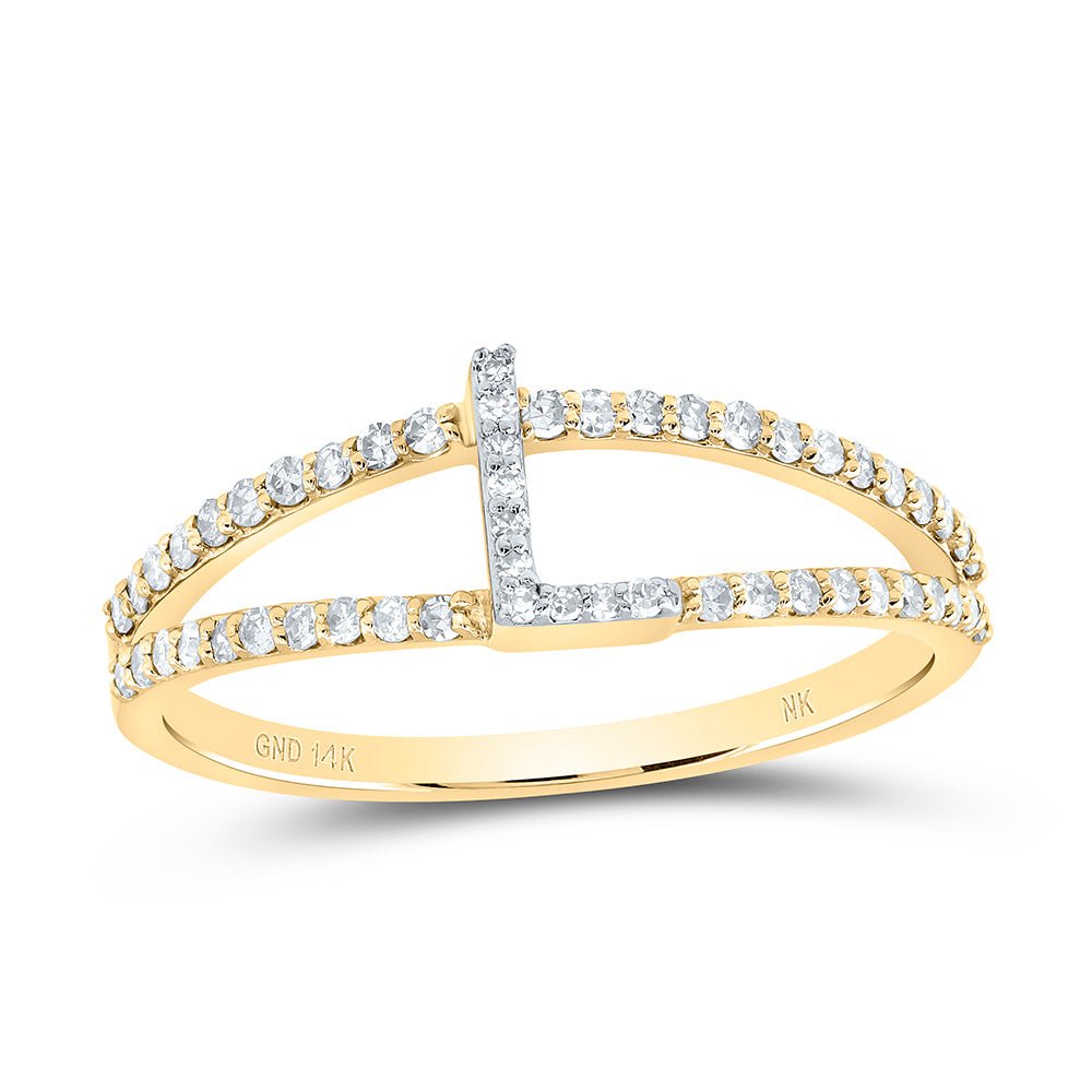 14K Yellow Gold Diamond Gift Initial "L" Women's Ring 1/4 Cttw - Splendid Jewellery
