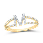 14K Yellow Gold Diamond Gift Initial "M" Women's Ring 1/4 Cttw - Splendid Jewellery