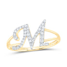 14K Yellow Gold Diamond Gift Initial "M" Women's Ring 1/5 Cttw - Splendid Jewellery