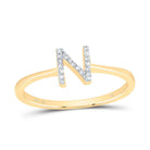 14K Yellow Gold Diamond Gift Initial "N" Ring 1/20 Cttw - Splendid Jewellery