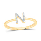 14K Yellow Gold Diamond Gift Initial "N" Ring 1/20 Cttw - Splendid Jewellery