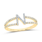 14K Yellow Gold Diamond Gift Initial "N" Women's Ring 1/4 Cttw - Splendid Jewellery