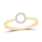 14K Yellow Gold Diamond Gift Initial "O" Ring 1/20 Cttw - Splendid Jewellery