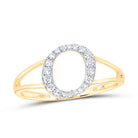 14K Yellow Gold Diamond Gift Initial "O" Women's Ring 1/6 Cttw - Splendid Jewellery