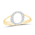 14K Yellow Gold Diamond Gift Initial "O" Women's Ring 1/6 Cttw - Splendid Jewellery