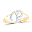 14K Yellow Gold Diamond Gift Initial "P" Women's Ring 1/5 Cttw - Splendid Jewellery