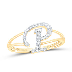 14K Yellow Gold Diamond Gift Initial 