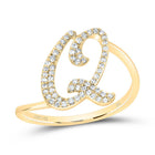 14K Yellow Gold Diamond Gift Initial "Q" Ring 1/5 Cttw - Splendid Jewellery