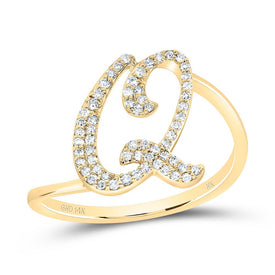 14K Yellow Gold Diamond Gift Initial 